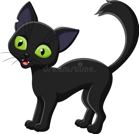 Cartoon Black Cat Isolated On White Background Stock Vector