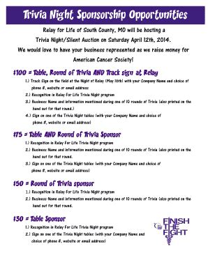 Fillable Online Relay Acsevents Relay For Life Of South County MO Will