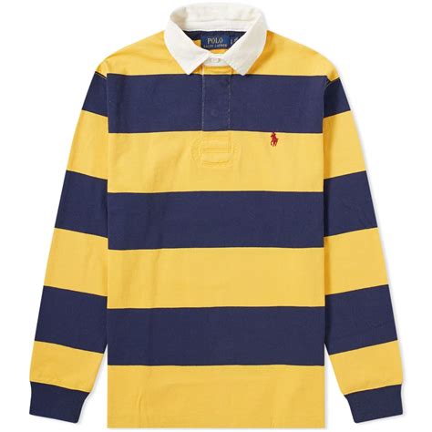 Polo Ralph Lauren Stripe Rugby Shirt Gold Bugle Newport Navy End Uk