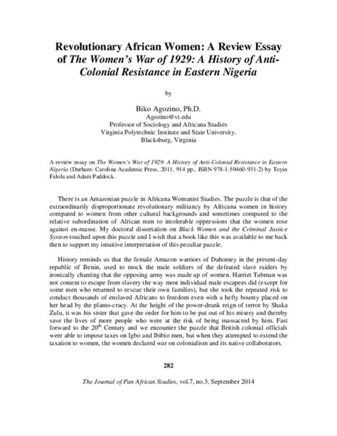 (PDF) Revolutionary African Women: A Review Essay of the Women's War of 1929: A History of Anti ...