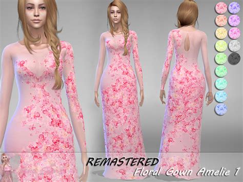 The Sims Resource Floral Gown Amelie 1 City Living Needed