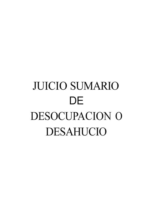 Jucio Sumario ADJUNTO JUICIO SUMARIO DE DESOCUPACION O DESAHUCIO