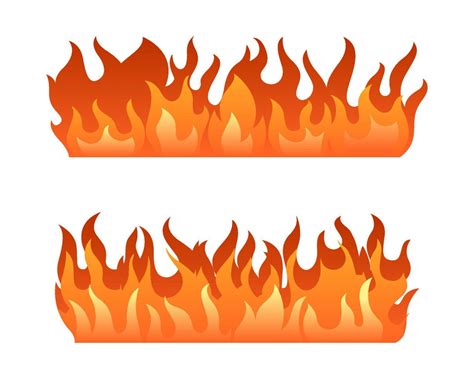 Set Of Burning Fire Flame Banner Horizontal With Flat Style