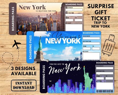 Printable NEW YORK Surprise Trip Gift Ticket Boarding Pass Etsy