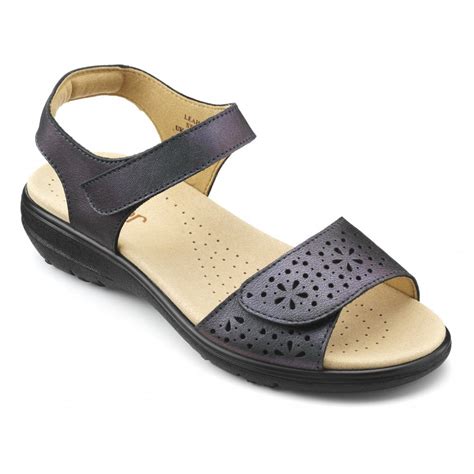 Hotter Womens Leah Petrol Metallic Leather Sandals