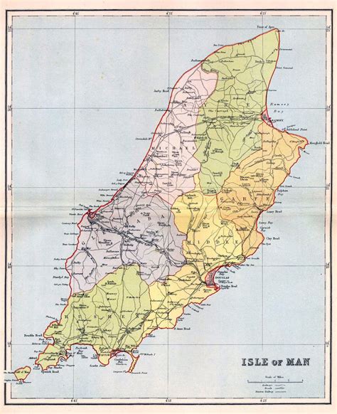 Large Detailed Old Administrative Map Of Isle Of Man Isle Of Man