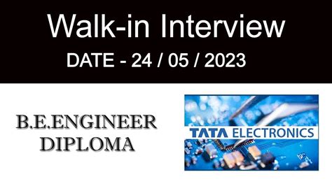 TATA Electronics Direct Walk In Interview B E Engineers Diploma