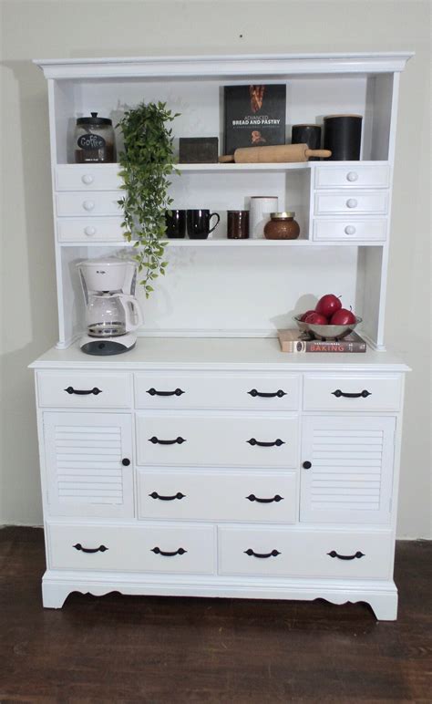 White Modern Farmhouse Hutch Solid Wood Kitchen Cabinet Etsy