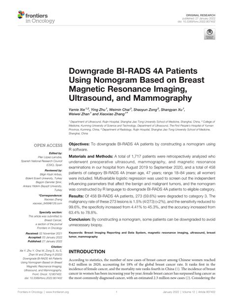 Pdf Downgrade Bi Rads A Patients Using Nomogram Based On Breast