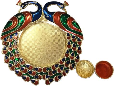 6 Piece Decorative Peacock Haldi Kumkum Holder Traditional Roli Chawal