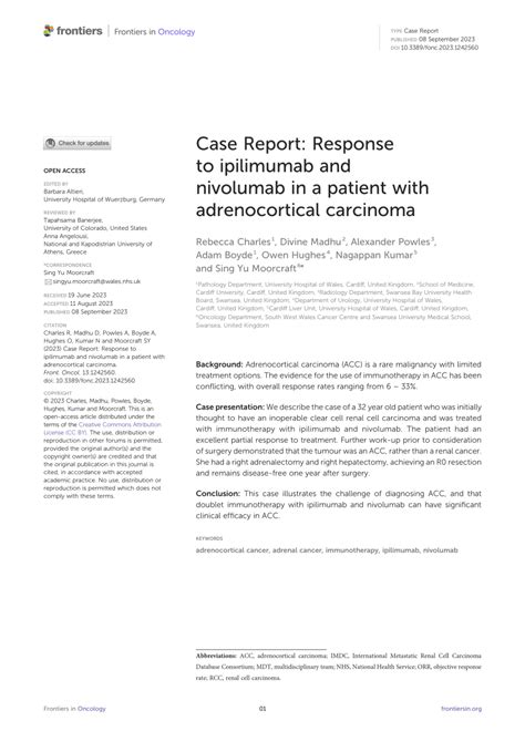 Pdf Case Report Response To Ipilimumab And Nivolumab In A Patient