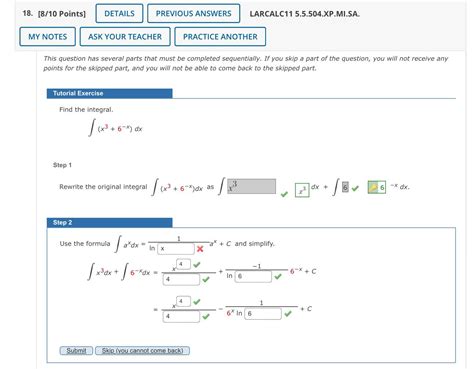 Solved Points LARCALC11 5 5 504 XP MI SA This Question Has Chegg