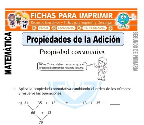 Ficha De Propiedades De La Suma Segundo De Primaria Propiedades De La