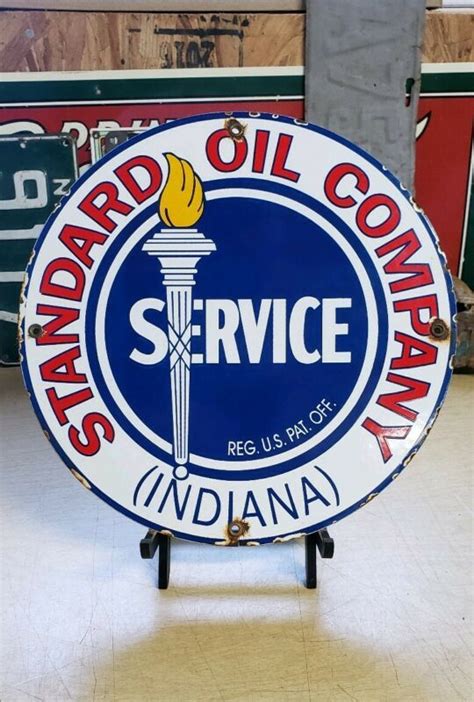 Standard Oil Company Porcelain Sign Vintage Petroleum Flame Gas Pump