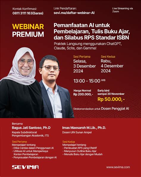 Webinar Premium Pemanfaatan AI Untuk Pembelajaran Tulis Buku Ajar