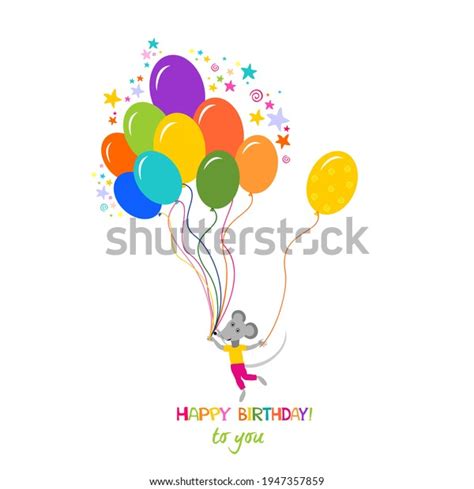 Happy Birthday Greeting Colorful Card Cute Stock Vector Royalty Free