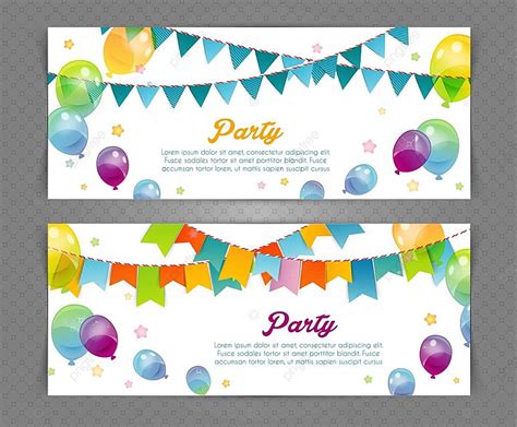 Party Banners With Flags And Ballons Decoration Flying Flag Vector ...