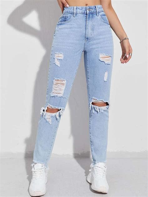 Mode De Mujer Shein Espa A Moda De Ropa Pantalones Rotos Mujer