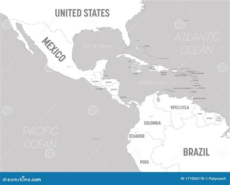 Mapa Da América Central Terras Brancas E água Cinzenta Alto Mapa Político Detalhado Da Região