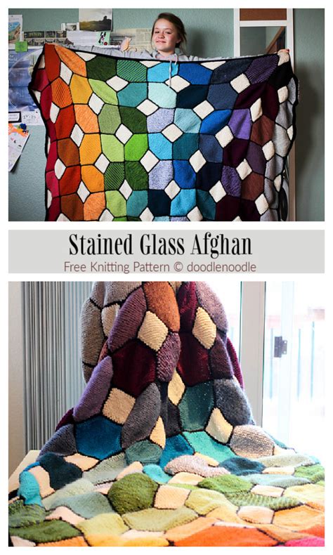 Knit Stained Glass Afghan Blanket Free Knitting Pattern Knitting Pattern