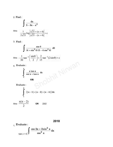 Maths 12th Chapterwise PYQs Shobhit Nirwan Pdf