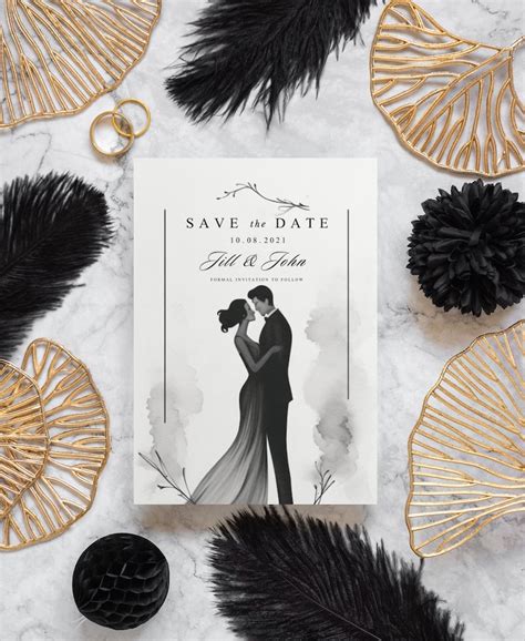 Editable Winter Wedding Save The Date Invitation Canva Editable