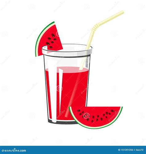 Glass Of Watermelon Juice Stock Vector Illustration Of Healthy