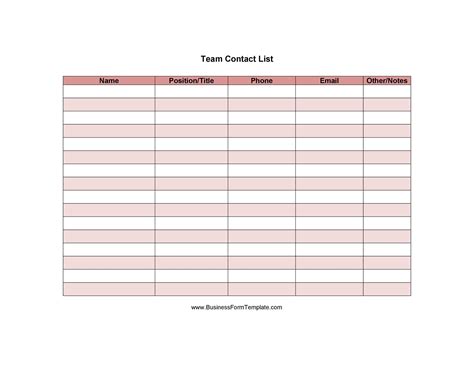 40 Phone And Email Contact List Templates Word Excel Templatelab