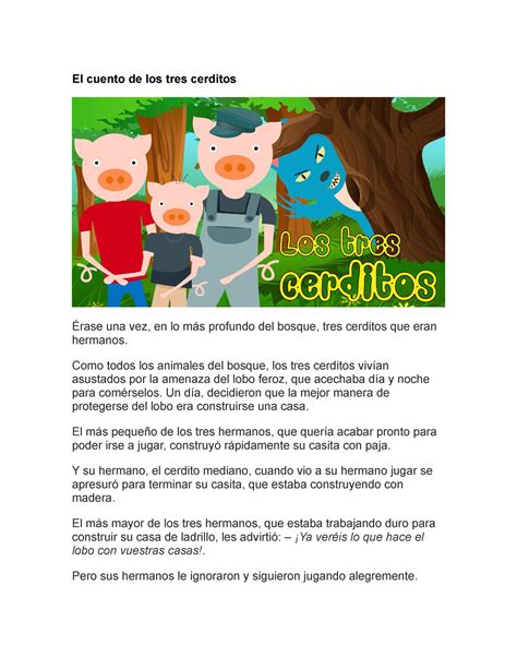 El cuento de los tres cerditos El cuento de los tres cerditos Érase