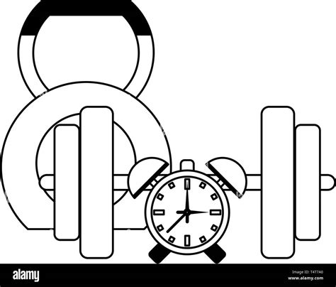 Fitness and gym equipment in black and white Stock Vector Image & Art - Alamy