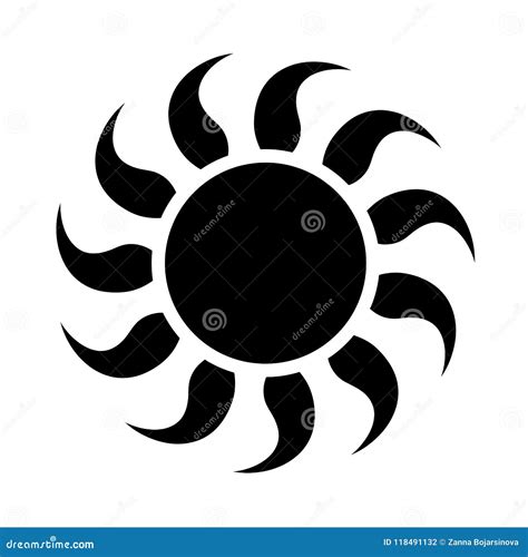 Black Silhouette of the Sun Flat Style Vector Illustration. Stock ...