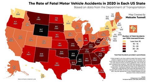 Oc The Rate Of Fatal Motor Vehicle Accidents In 2020 In Each Us State