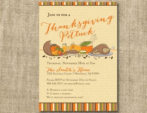 Thanksgiving Potluck Invitation