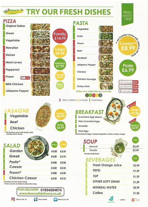 Broccoli Pizza And Pasta Menu Cambourne Information