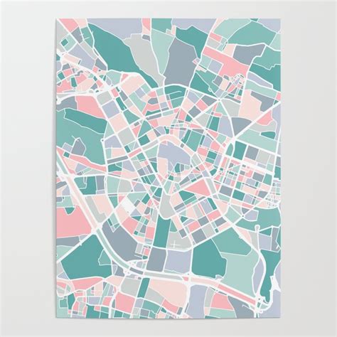 Valencia City Map Art Poster by JunkyDotCom | Society6