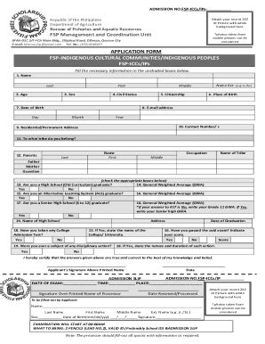 Fillable Online Application Form Fisheries Scholarship Program Fceg Pdf