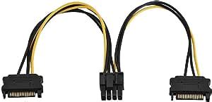 Amazon PCI Express Power Cable 15 Pin Dual SATA Male To 8 Pin