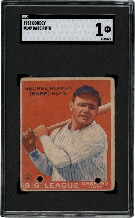 1933 Goudey Baseball 149 Babe Ruth SGC PR 1
