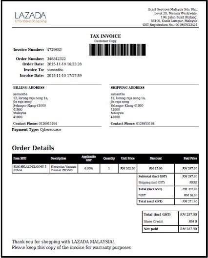 Tebaik Contoh Invoice Lazada 56 Bagi Desain Faktur Unik Di Post Contoh