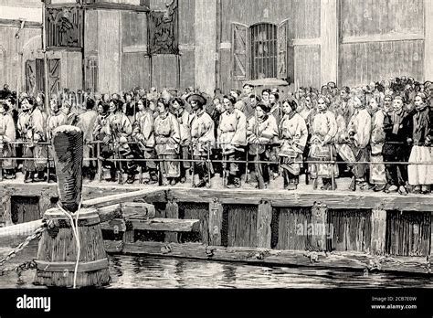 First Sino Japanese War Boarding Of Chinese Army Soldiers In The Port