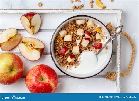 Homemade Granola Muesli With Oatmeal Nuts Flaxseed Cornflakes Fresh