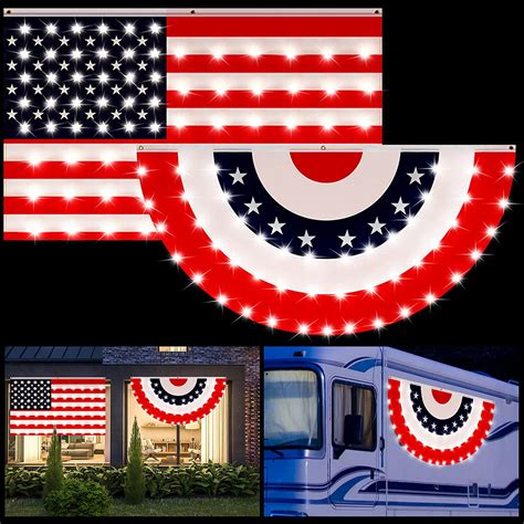 2 Pcs Led American Flag Lights Waterproof Led Usa Flag