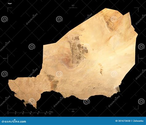 Niger Shape On Black Low Res Satellite Stock Illustration