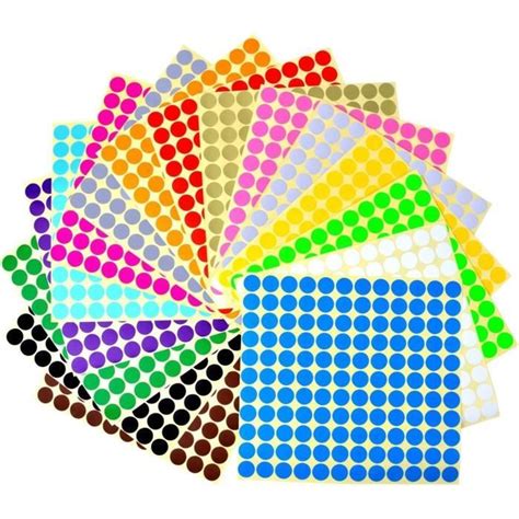 13Mm Autocollants De Cercle 16 Feuilles Gommettes Rondes Autocollant