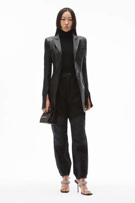 Alexander Wang Peak Lapel Blazer In Leather And Stretch Shopstyle