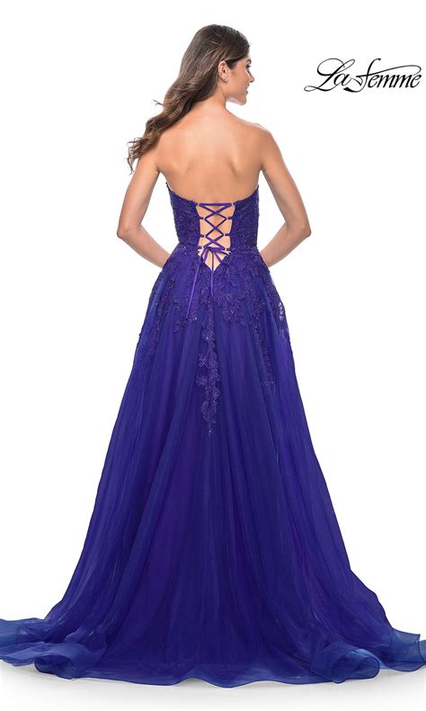 Strapless Long Sweetheart Prom Dress With Lace Up Back