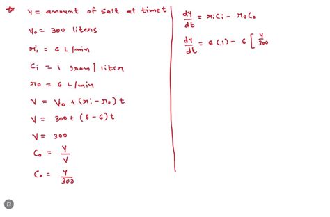 Solved A Tank Contains Liters Of Fluid In Which Grams Of Salt