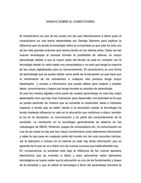 Ensayo Sobre El Conectivismo 1 PDF Descarga Gratuita