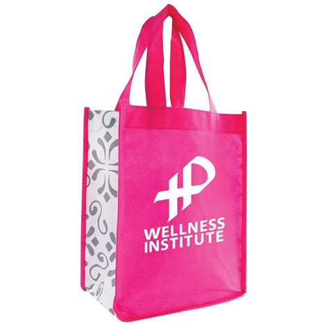 Pink Glamor Laminated Mini Tote Bag Personalization Available Positive Promotions