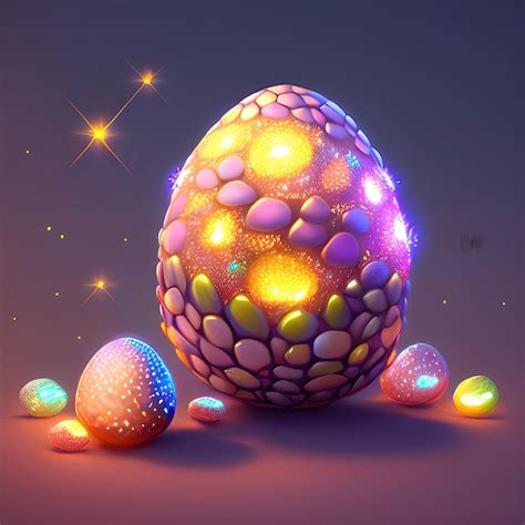 Premium Photo Cartoon Dragon Eggs With Glowing Sparkles